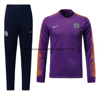 Nuevo Camisetas Chaqueta Conjunto Completo Manchester City Ninos Purpura Liga 18/19 Baratas