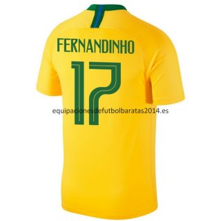 Nuevo Camisetas Brasil 1ª Equipación 2018 Fernandinho Baratas