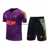 Nuevo Camisetas Manchester United Conjunto Completo Entrenamiento 20/21 Purpura Baratas