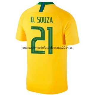Nuevo Camisetas Brasil 1ª Equipación 2018 D.Souza Baratas