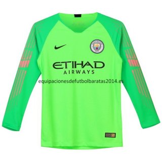 Nuevo Camisetas Manga Larga Portero Manchester City Verde Liga 18/19 Baratas