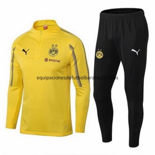 Nuevo Camisetas Chaqueta Conjunto Completo Borussia Dortmund Ninos Negro Amarillo Liga 18/19 Baratas