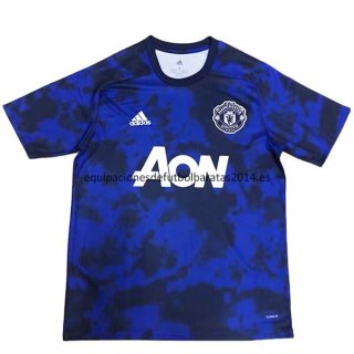 Nuevo Camisetas Manchester United Entrenamiento 19/20 Azul Marino Baratas