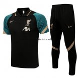 Nuevo Camisetas Conjunto Completo Polo Liverpool 21/22 Verde Negro Baratas