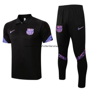 Nuevo Conjunto Completo Polo Barcelona 22/23 Negro Purpura Baratas