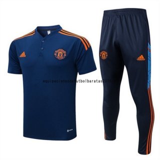 Nuevo Conjunto Completo Polo Manchester United 2022 2023 Azul Naranja Baratas