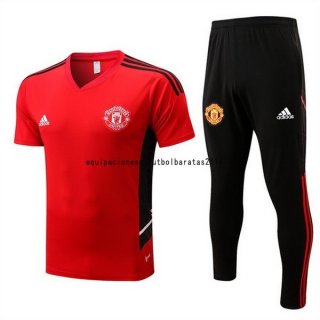 Nuevo Entrenamiento Conjunto Completo Manchester United 22/23 Rojo I Negro Baratas