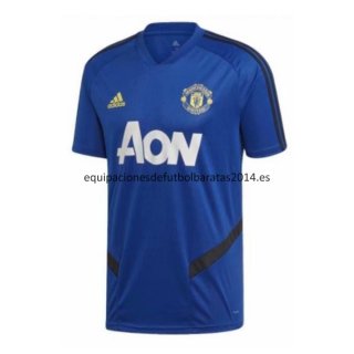 Nuevo Camisetas Manchester United Entrenamiento 19/20 Azul Baratas