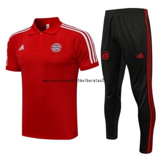 Nuevo Conjunto Completo Polo Bayern Múnich 21/22 Rojo Negro Baratas