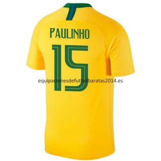 Nuevo Camisetas Brasil 1ª Equipación 2018 Paulinho Baratas