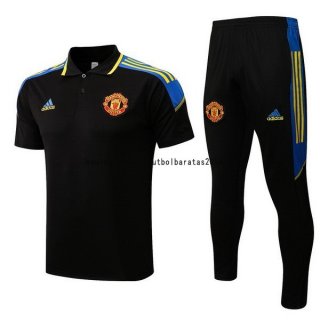 Nuevo Conjunto Completo Polo Manchester United 22/23 Negro Amarillo Baratas