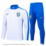 Conjunto Completo Sudadera Entrenamiento Brasil 2024 Blanco Azul Baratas