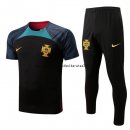 Nuevo Entrenamiento Conjunto Completo Portugal 2022 Negro Verde Baratas