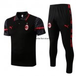 Nuevo Conjunto Completo Polo AC Milan 22/23 Negro Rojo Baratas