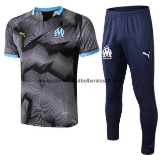 Nuevo Camisetas Marseille Conjunto Completo Entrenamiento 18/19 Gris Marino Baratas