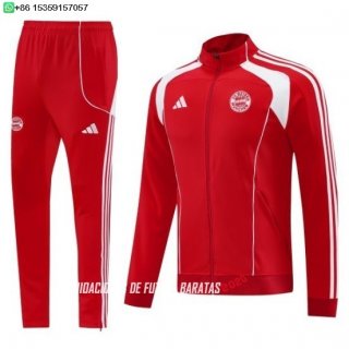 Nuevo Conjunto Completo Ropa Deportiva Con Cremallera Larga Bayern Múnich 25/26 Rojo I Blanco Baratas