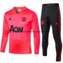 Nuevo Camisetas Chaqueta Conjunto Completo Manchester United Rojo Claro Negro Liga 18/19 Baratas