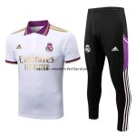 Nuevo Conjunto Completo Polo Real Madrid 2022 2023 Blanco Purpura Baratas