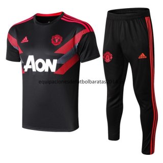 Nuevo Camisetas Manchester United Conjunto Completo Entrenamiento 18/19 Negro Baratas