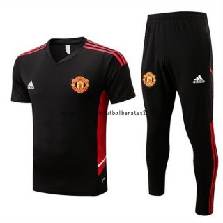 Nuevo Entrenamiento Conjunto Completo Manchester United 22/23 Negro Rojo Baratas