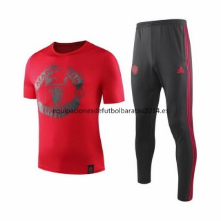 Nuevo Camisetas Manchester United Conjunto Completo Entrenamiento 19/20 Rojo Baratas