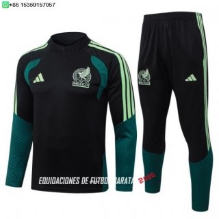 Nuevo Conjunto Completo Sudadera Entrenamiento México 2026 Negro Verde Baratas