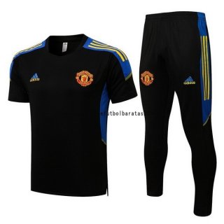 Nuevo Entrenamiento Conjunto Completo Manchester United 22/23 Negro Azul Amarillo Baratas