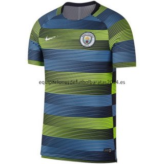 Nuevo Camisetas Manchester City Entrenamiento 18/19 Azul Verde Baratas