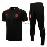 Nuevo Conjunto Completo Polo AC Milan 21/22 Negro Rojo Baratas