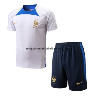 Nuevo Entrenamiento Conjunto Completo Francia 2022 Blanco Azul Baratas