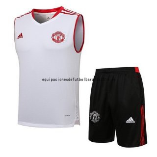 Nuevo Entrenamiento Sin Mangas Conjunto Completo Manchester United 21/22 Blanco Negro Baratas