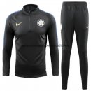 Nuevo Camisetas Chaqueta Conjunto Completo Inter Milan Ninos Negro Liga 18/19 Baratas