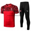 Nuevo Camisetas AC Milan Conjunto Completo Entrenamiento 19/20 Baratas Rojo Negro
