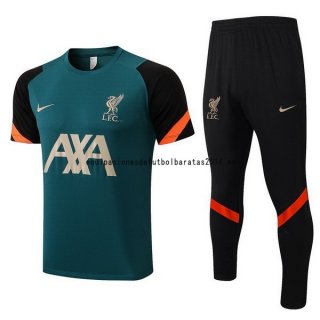 Nuevo Entrenamiento Conjunto Completo Liverpool 22/23 Verde Negro Naranja Baratas