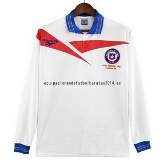 Nuevo 2ª Manga Larga Chile Retro 1998 Blanco Baratas