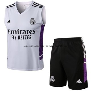 Nuevo Entrenamiento Sin Mangas Conjunto Completo Real Madrid 22/23 Blanco Purpura Negro Baratas