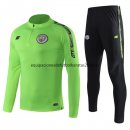 Nuevo Camisetas Chaqueta Conjunto Completo Manchester City Verde Fluorescente Liga 19/20 Baratas