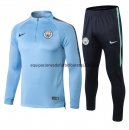 Nuevo Camisetas Chaqueta Conjunto Completo Manchester City Ninos Azul Negro Liga 18/19 Baratas