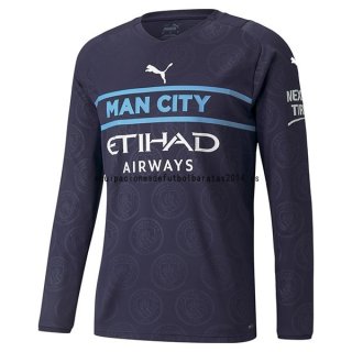 Nuevo Camiseta Manga Larga Manchester City 3ª Liga 21/22 Baratas