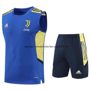 Nuevo Entrenamiento Sin Mangas Conjunto Completo Juventus 22/23 Azul Amarillo Baratas