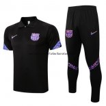 Nuevo Conjunto Completo Polo Barcelona 22/23 Negro Purpura Baratas