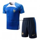 Nuevo Entrenamiento Conjunto Completo Francia 2022 Azul I Blanco Baratas