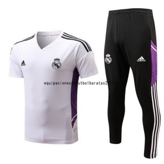 Nuevo Entrenamiento Conjunto Completo Real Madrid 22/23 Blanco Negro Purpura Baratas