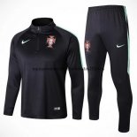 Nuevo Camisetas Chaqueta Conjunto Completo Portugal Ninos Negro Liga 2018 Baratas