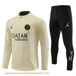 Nuevo Conjunto Completo Sudadera Entrenamiento Paris Saint Germain 23/24 Amarillo Negro Baratas