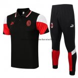 Nuevo Camisetas Conjunto Completo Polo AC Milan 21/22 Negro Rojo Blanco Baratas