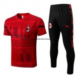 Nuevo Entrenamiento Conjunto Completo AC Milan 2022 2023 Rojo I Negro Baratas