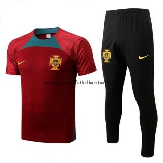 Nuevo Entrenamiento Conjunto Completo Portugal 2022 Rojo Verde Negro Baratas