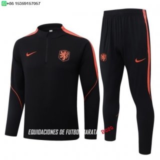 Nuevo Conjunto Completo Sudadera Entrenamiento Países Bajos 2026 Negro Baratas