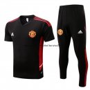 Nuevo Entrenamiento Conjunto Completo Manchester United 22/23 Negro Rojo Baratas
